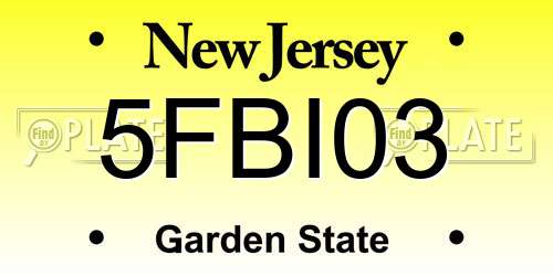 5FBI03 New Jersey License Plate