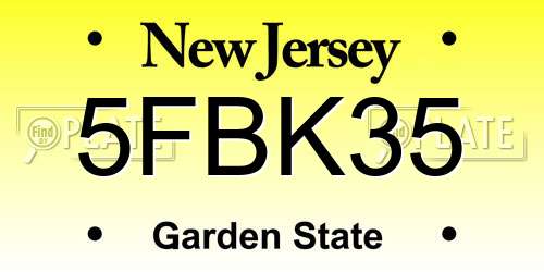 5FBK35 New Jersey License Plate