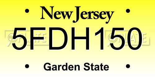5FDH150 New Jersey License Plate