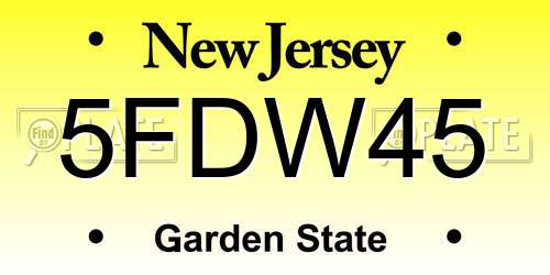 5FDW45 New Jersey License Plate