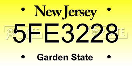 5FE3228 New Jersey License Plate