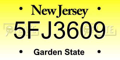 5FJ3609 New Jersey License Plate