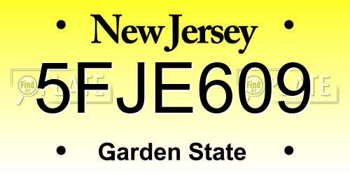 5FJE609 New Jersey License Plate