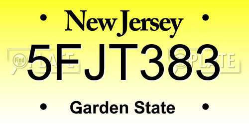 5FJT383 New Jersey License Plate