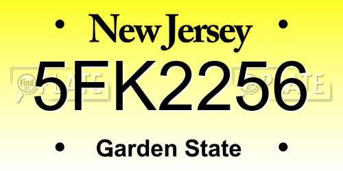 5FK2256 New Jersey License Plate