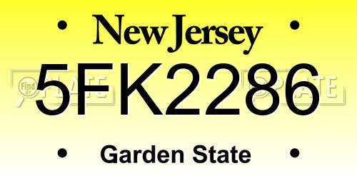 5FK2286 New Jersey License Plate