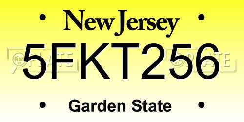 5FKT256 New Jersey License Plate