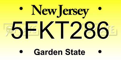 5FKT286 New Jersey License Plate