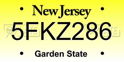 5FKZ286 New Jersey License Plate