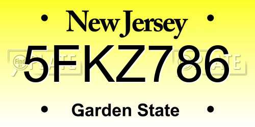 5FKZ786 New Jersey License Plate