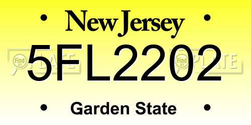 5FL2202 New Jersey License Plate