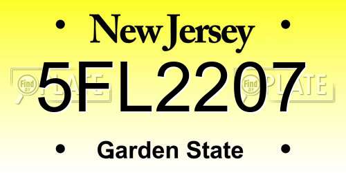5FL2207 New Jersey License Plate
