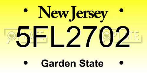 5FL2702 New Jersey License Plate