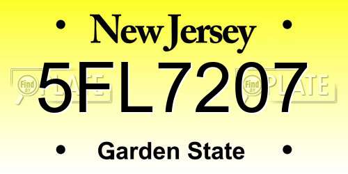 5FL7207 New Jersey License Plate