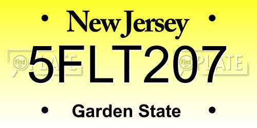 5FLT207 New Jersey License Plate