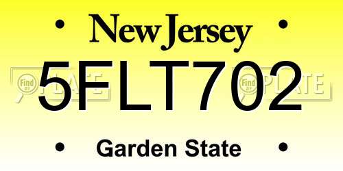 5FLT702 New Jersey License Plate