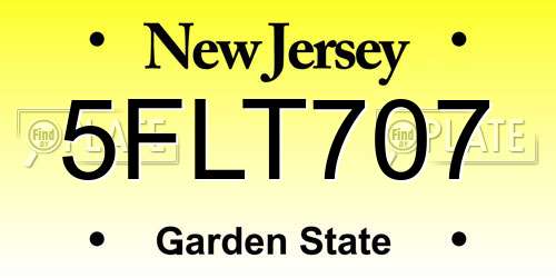 5FLT707 New Jersey License Plate