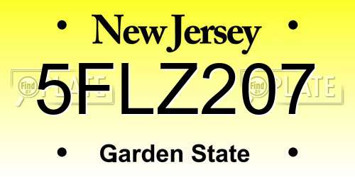5FLZ207 New Jersey License Plate