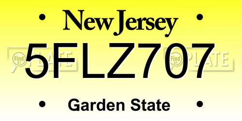 5FLZ707 New Jersey License Plate