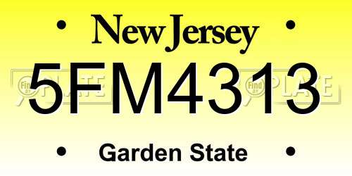 5FM4313 New Jersey License Plate