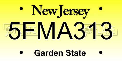 5FMA313 New Jersey License Plate