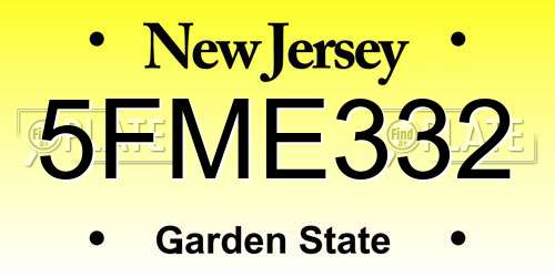 5FME332 New Jersey License Plate