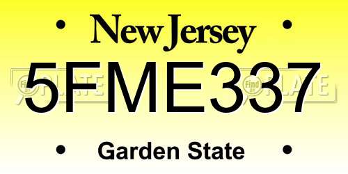 5FME337 New Jersey License Plate