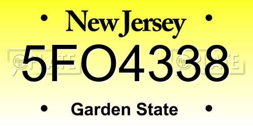 5FO4338 New Jersey License Plate