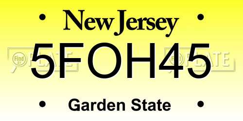 5FOH45 New Jersey License Plate
