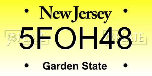 5FOH48 New Jersey License Plate