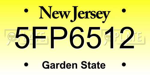 5FP6512 New Jersey License Plate