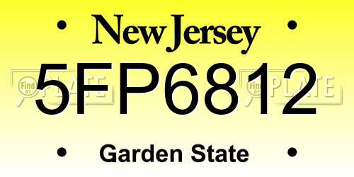 5FP6812 New Jersey License Plate