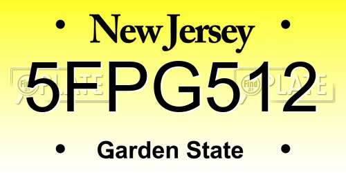 5FPG512 New Jersey License Plate