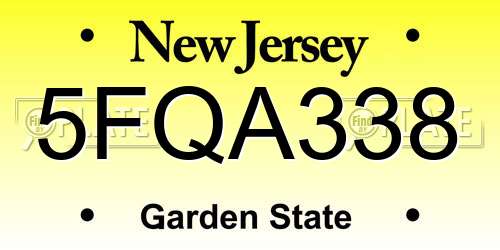 5FQA338 New Jersey License Plate