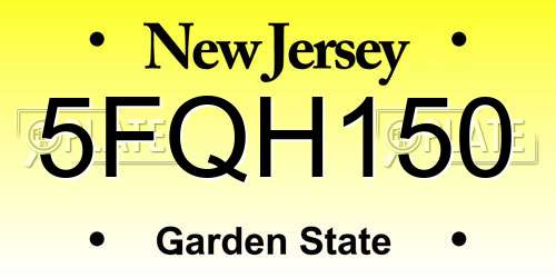 5FQH150 New Jersey License Plate