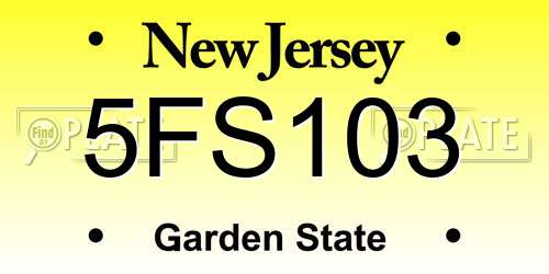 5FS103 New Jersey License Plate