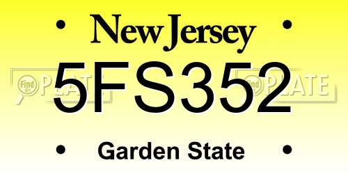 5FS352 New Jersey License Plate