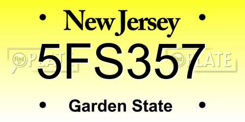 5FS357 New Jersey License Plate