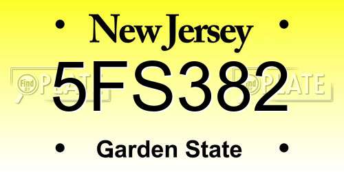5FS382 New Jersey License Plate