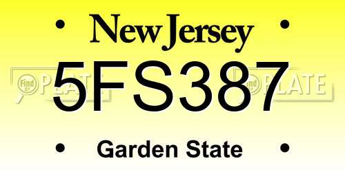 5FS387 New Jersey License Plate