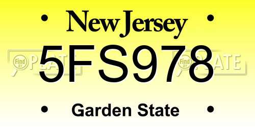 5FS978 New Jersey License Plate