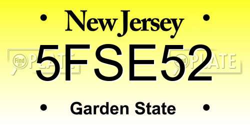 5FSE52 New Jersey License Plate