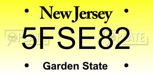 5FSE82 New Jersey License Plate