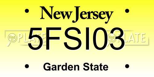 5FSI03 New Jersey License Plate