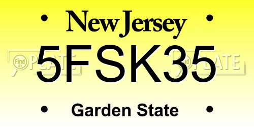 5FSK35 New Jersey License Plate