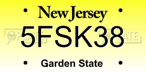 5FSK38 New Jersey License Plate
