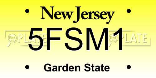 5FSM1 New Jersey License Plate