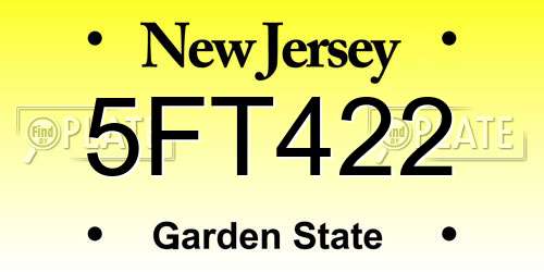 5FT422 New Jersey License Plate