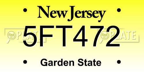5FT472 New Jersey License Plate