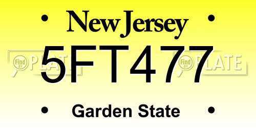 5FT477 New Jersey License Plate